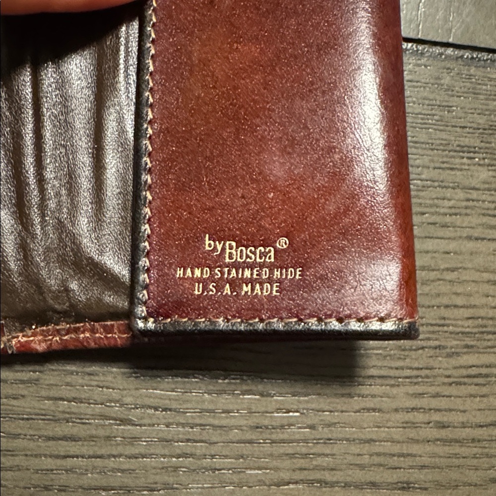 Bosca VTG Hand Stained Hide Brown Leather Mini Wallet - Kiss Lock Coin - Picture 5 of 7